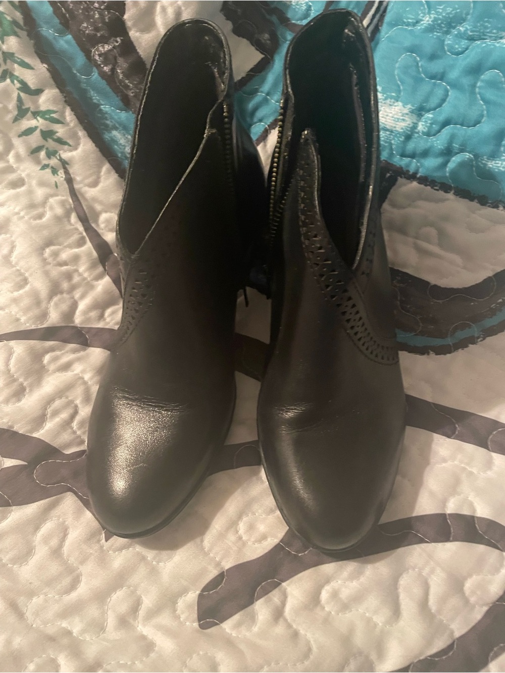 Rockport Black Leather Women's Ankle Booties with Subtle Perforation